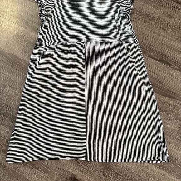 Eileen Fisher 100% Organic Linen Jersey Stripe Dress - Picture 2 of 7